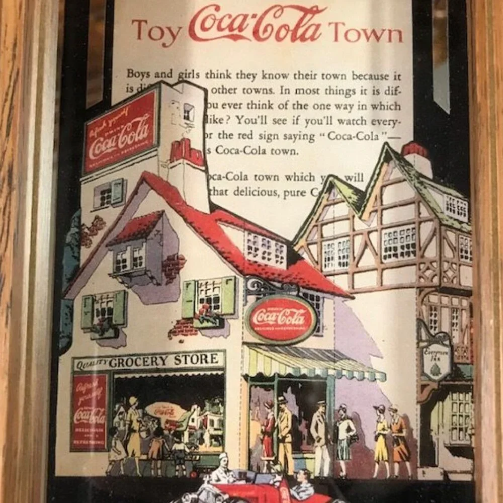 Vintage Coca-Cola Wood/Glass Small Grandfather Gold/MirrorTrim Stand Wall Clock